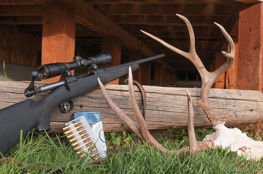 Nobody refers to the .30-06 as an “efficient” cartridge, at least as the term is used today. Nonetheless, many thousands of hunters continue to use it efficiently each season on game as large as brown bears. This Oregon buck was shot with a Savage “oh-six.”